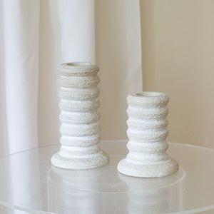 Pair of Stone Look Candlesticks